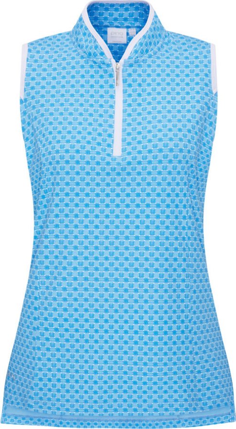 PING Penola Printed Sleeveless dámské polo, azuro geo