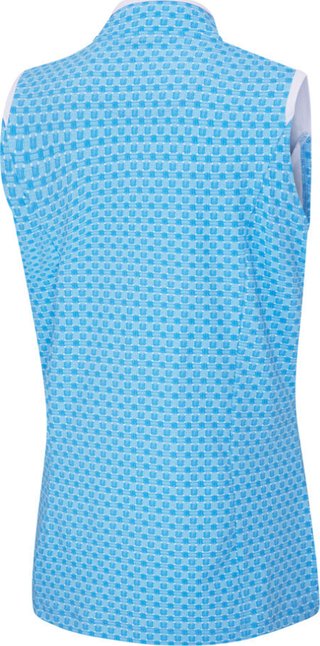 PING Penola Printed Sleeveless dámské polo, azuro geo