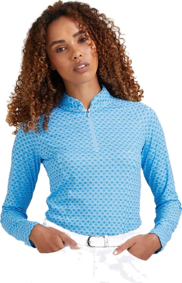 PING Arwen Printed Longsleeve dámské polo, azure geo