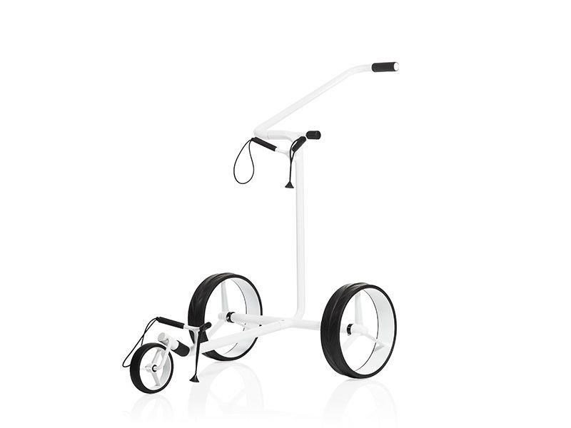 JuStar White 3-kolový manuální golfový vozík + přepravní taška a mechanická brzda