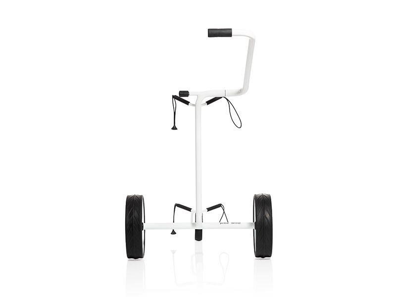 JuStar White 3-kolový manuální golfový vozík + přepravní taška a mechanická brzda