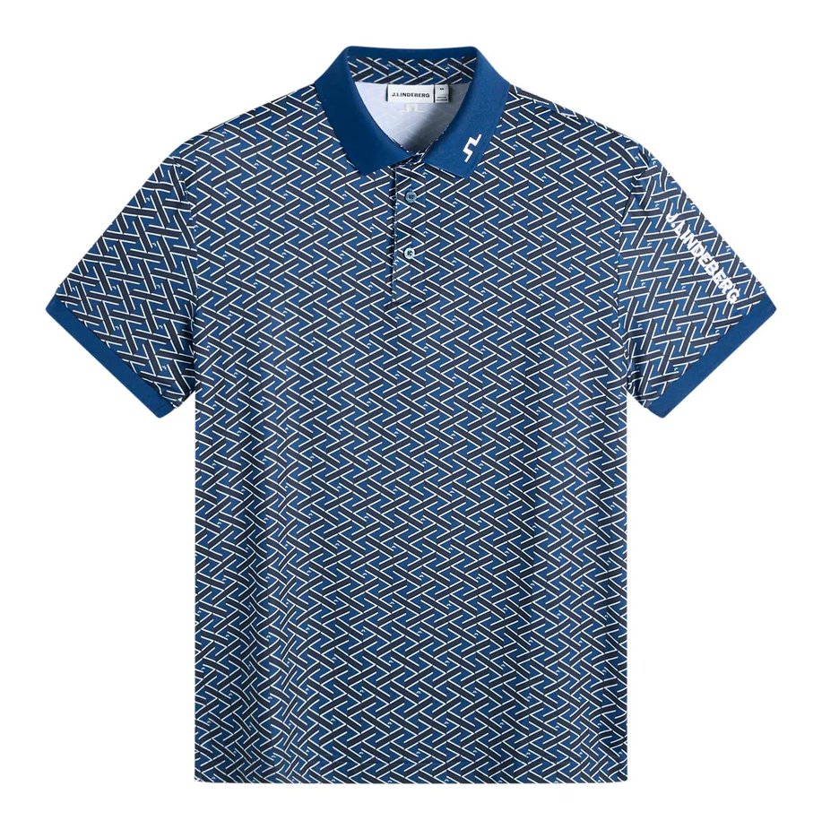 J.Lindeberg Tour Tech Print pánské polo, ladder estate navy