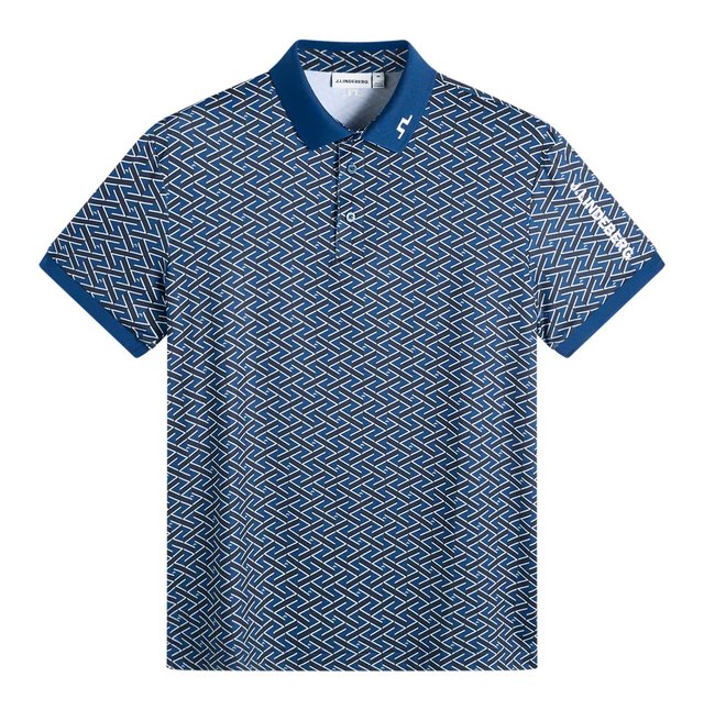 J.Lindeberg Tour Tech Print pánské polo, ladder estate navy