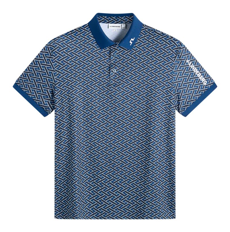 J.Lindeberg Tour Tech Print pánské polo, ladder estate navy