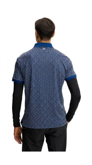 J.Lindeberg Tour Tech Print pánské polo, ladder estate navy