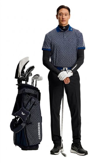 J.Lindeberg Tour Tech Print pánské polo, ladder estate navy