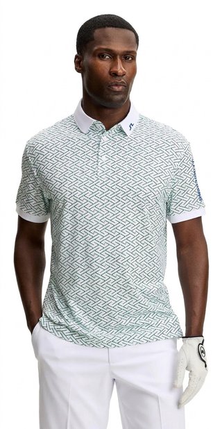 J.Lindeberg Tour Tech Print pánské polo, ladder white bay