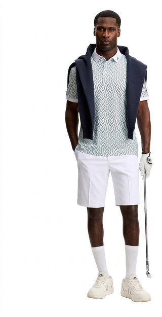 J.Lindeberg Tour Tech Print pánské polo, ladder white bay