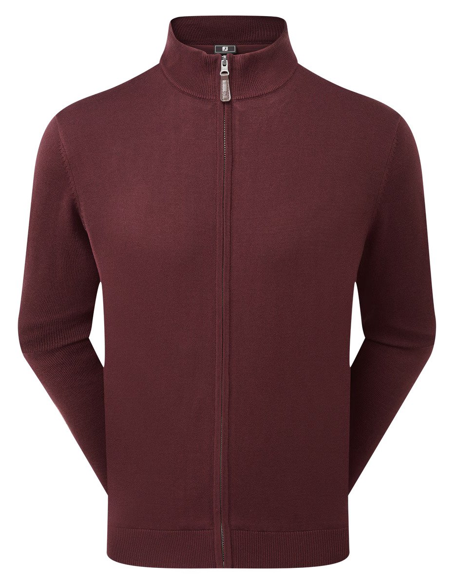 FootJoy drirelease Full-Zip Lined pánský svetr, vínový