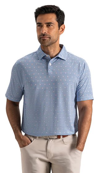 FootJoy Order Geometric Lisle pánské polo, white/riviera/peach