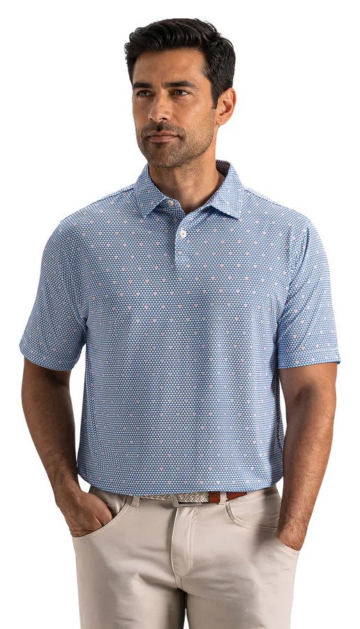 FootJoy Order Geometric Lisle pánské polo, white/riviera/peach