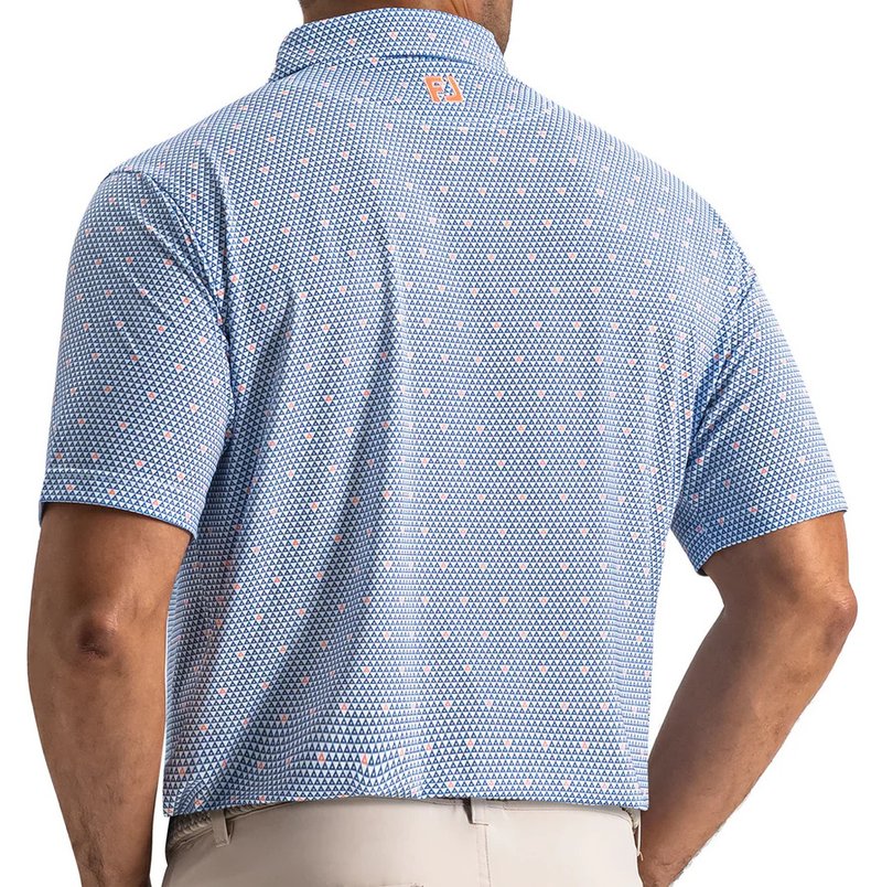 FootJoy Order Geometric Lisle pánské polo, white/riviera/peach
