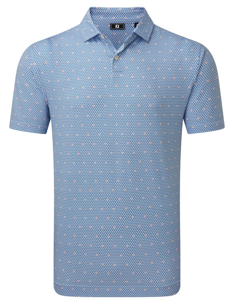 FootJoy Order Geometric Lisle pánské polo, white/riviera/peach