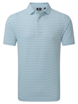 FootJoy Ginko Geo Pique pánské polo, white/mint julep/winward blue