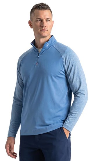 FootJoy Raglan H Block Chill-Out Midlayer pánské triko s dlouhým rukávem, riviera