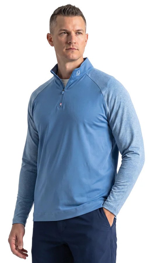 FootJoy Raglan H Block Chill-Out Midlayer pánské triko s dlouhým rukávem, riviera