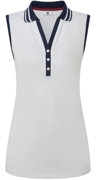 FootJoy Contrast Rib Knit Sleeveless dámské polo, bílé