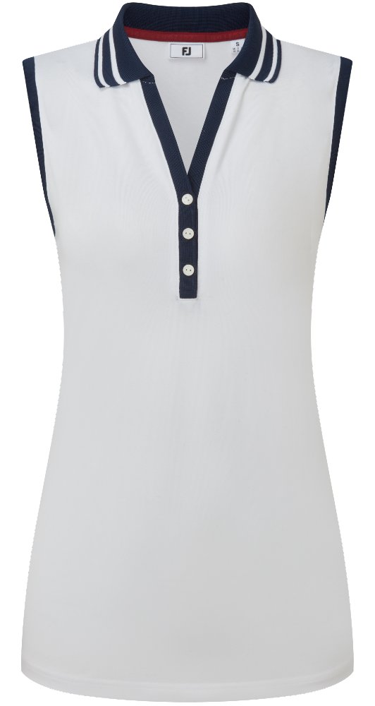 FootJoy Contrast Rib Knit Sleeveless dámské polo, bílé