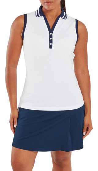 FootJoy Contrast Rib Knit Sleeveless dámské polo, bílé