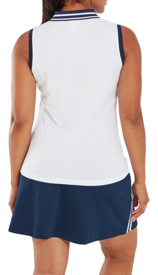 FootJoy Contrast Rib Knit Sleeveless dámské polo, bílé