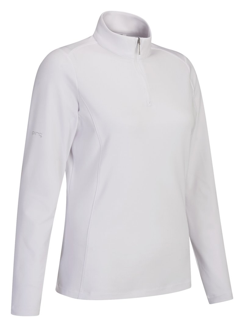 PING Aveline Half Zip dámské triko s dlouhým rukávem, bílé