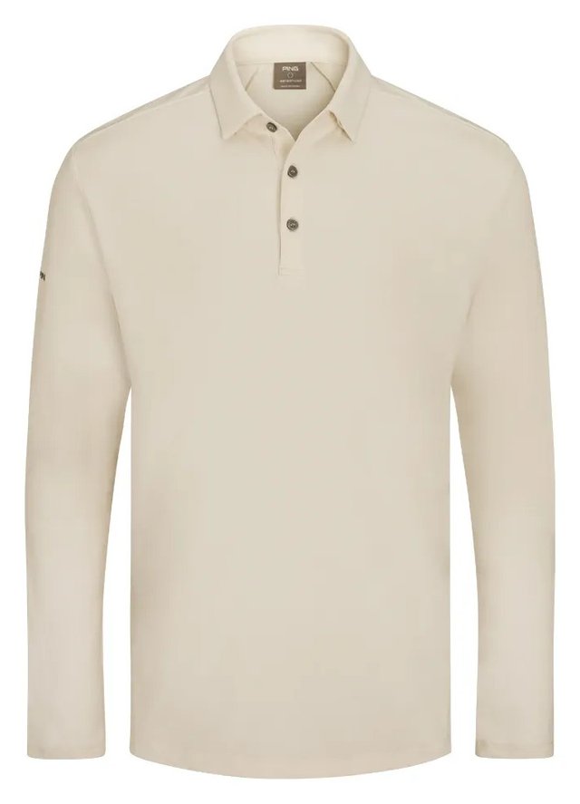 PING Demitri Longsleeve pánské polo, egret