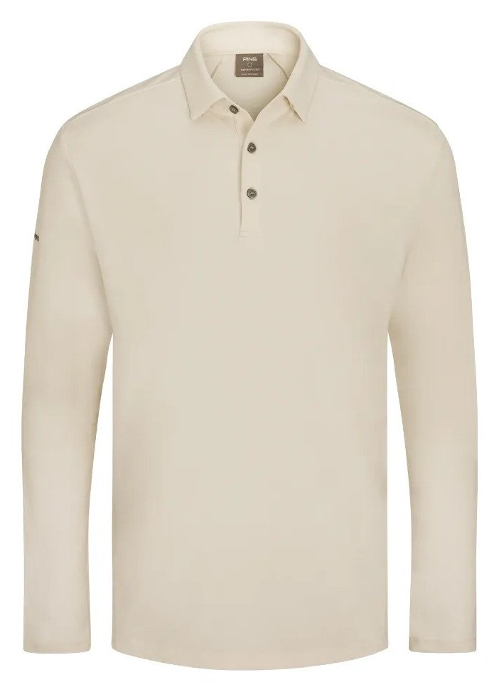 PING Demitri Longsleeve pánské polo, egret