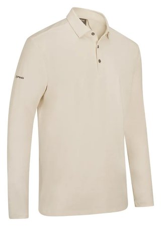 PING Demitri Longsleeve pánské polo, egret