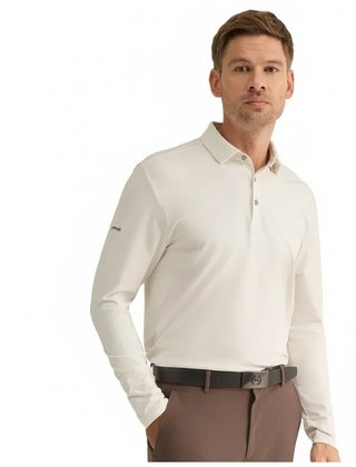 PING Demitri Longsleeve pánské polo, egret