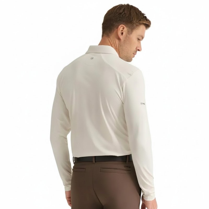PING Demitri Longsleeve pánské polo, egret