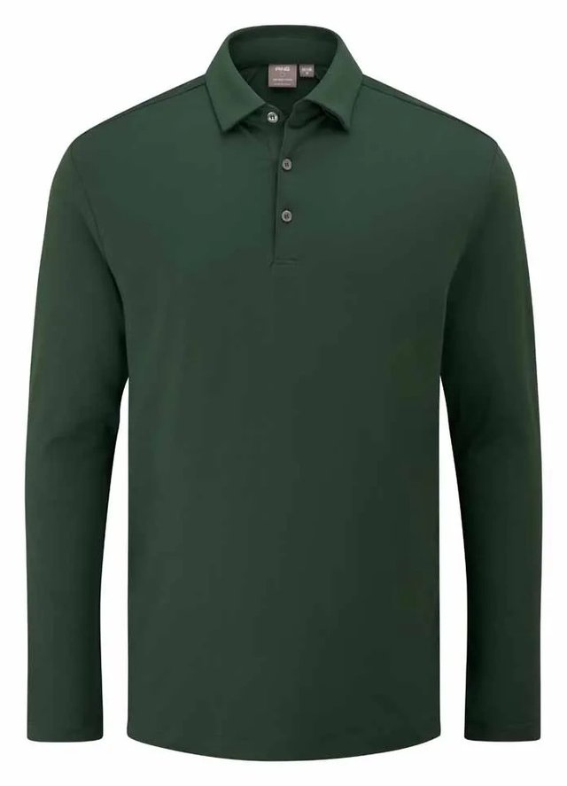 PING Demitri Longsleeve pánské polo, gorse green