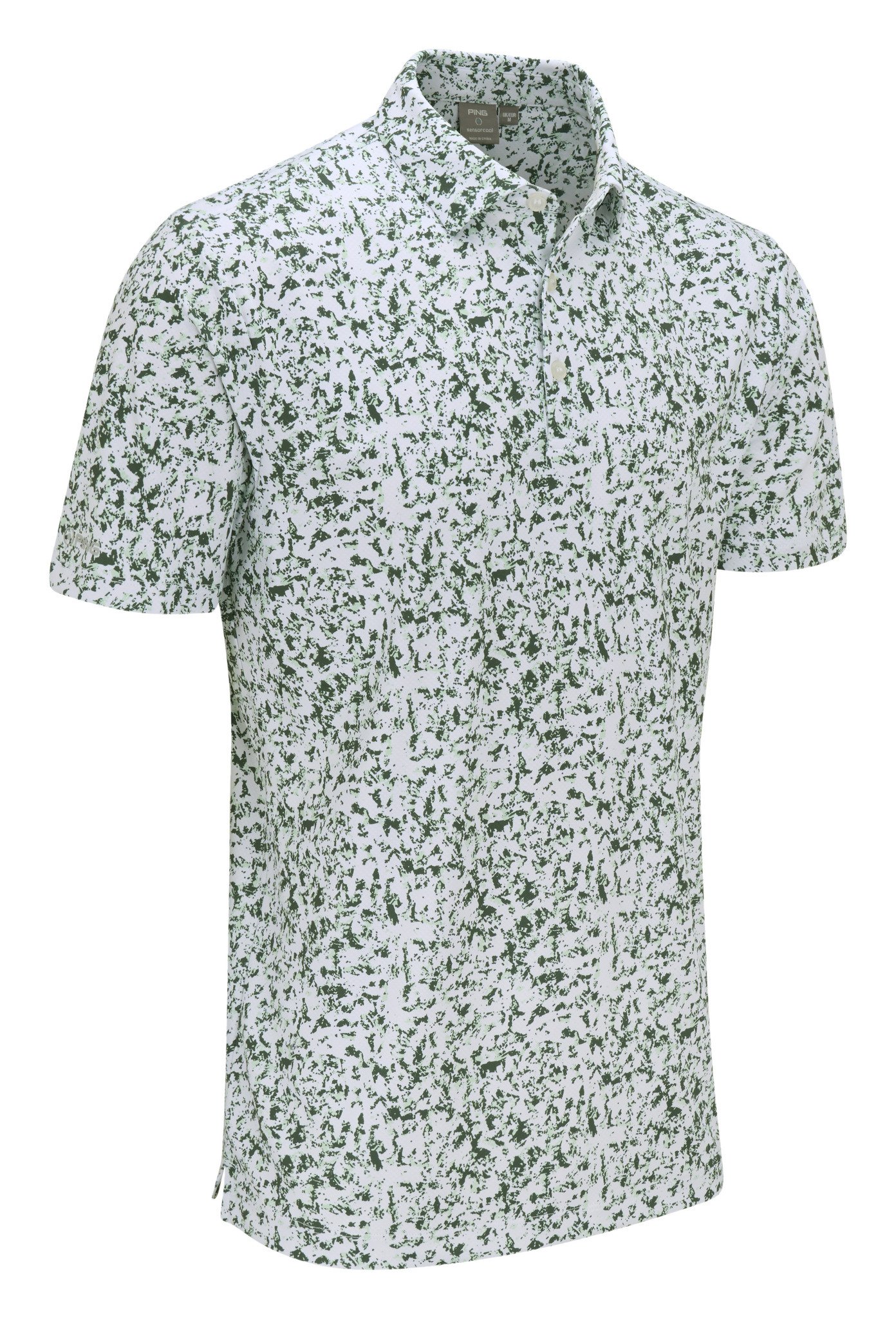 PING Gilmore pánské polo, white/gorse green multi
