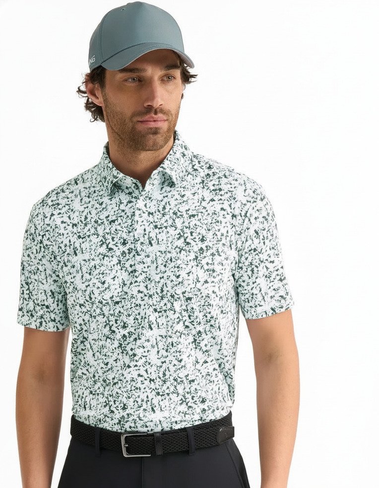 PING Gilmore pánské polo, white/gorse green multi