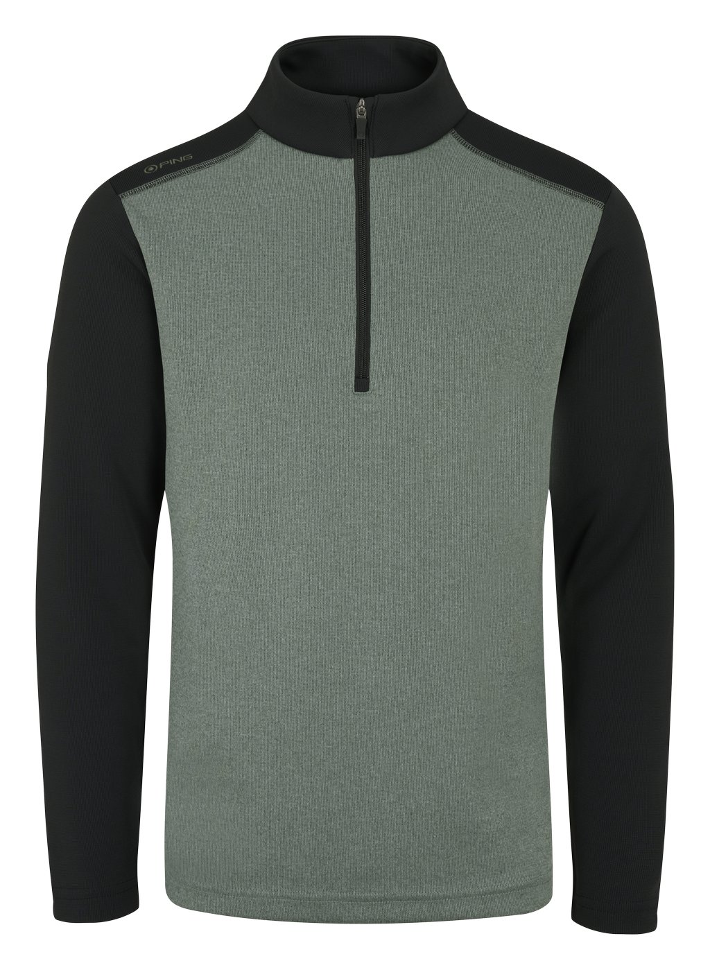 PING Ramsey half zip ribbed fleece pánská mikina, laurel marl/black