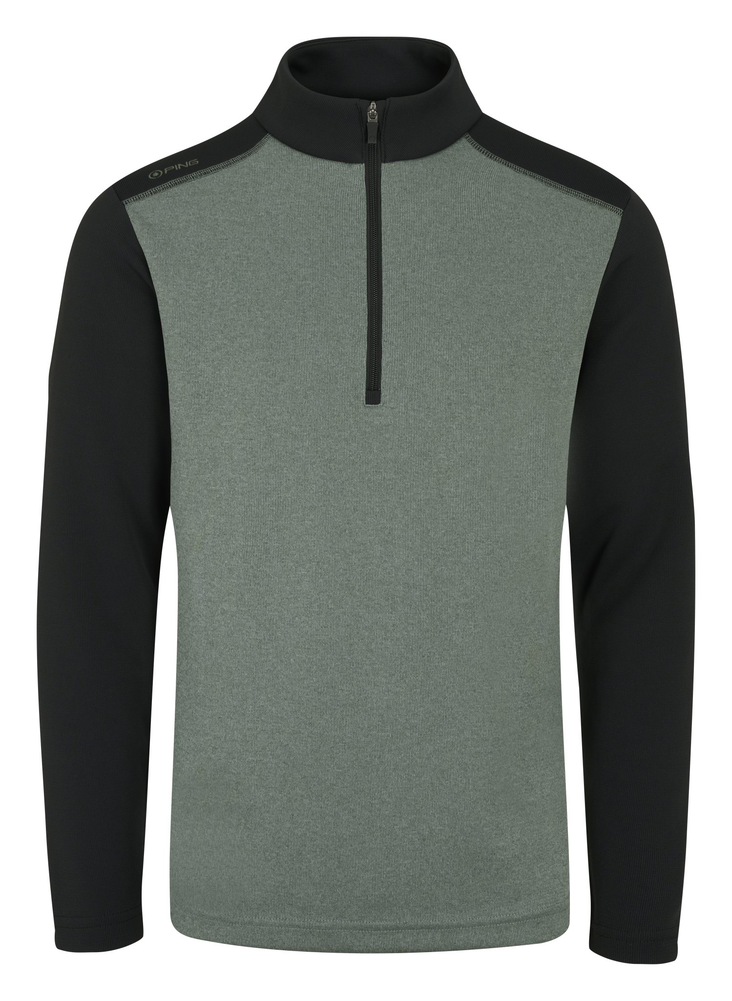 PING Ramsey half zip ribbed fleece pánská mikina, laurel marl/black