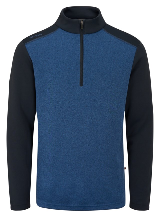 PING Ramsey half zip ribbed fleece pánský svetr, inky marl/navy