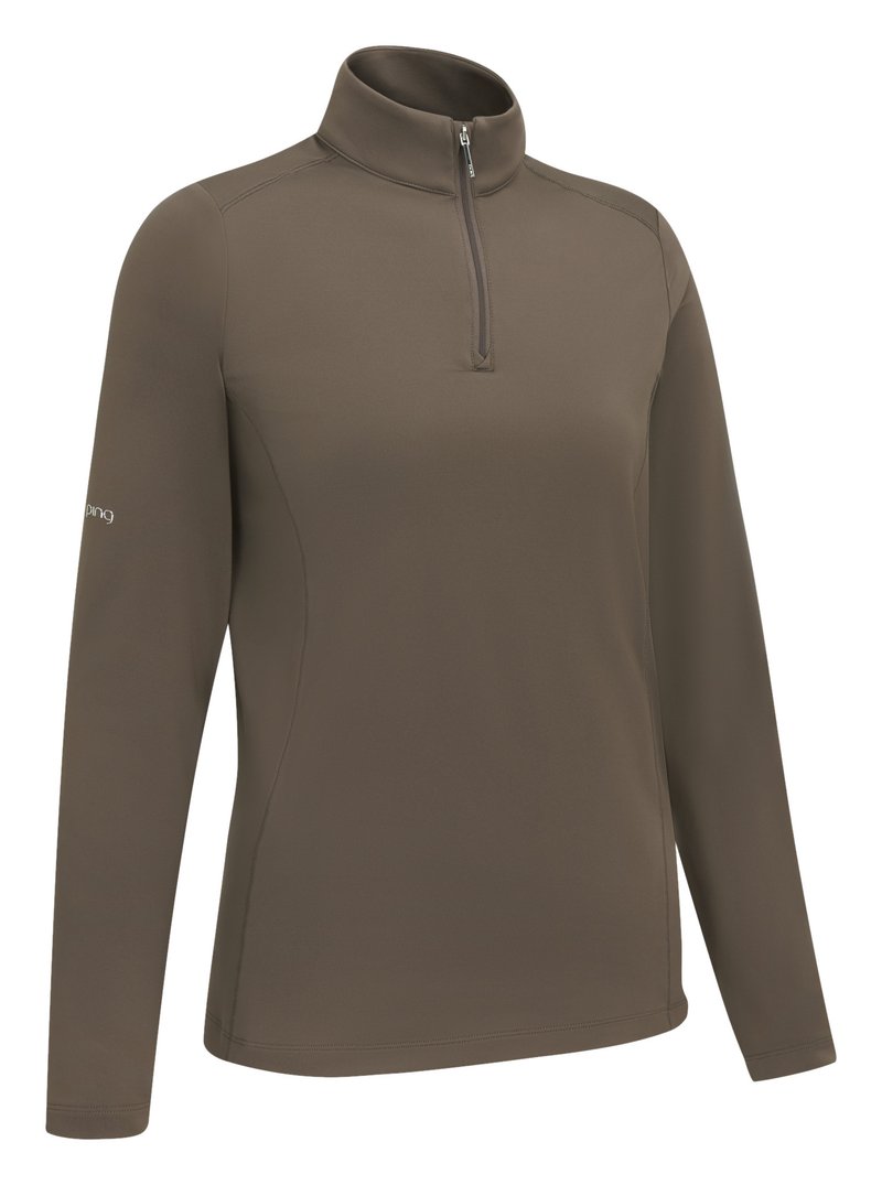 PING Aveline Half Zip dámské triko s dlouhým rukávem, coffee