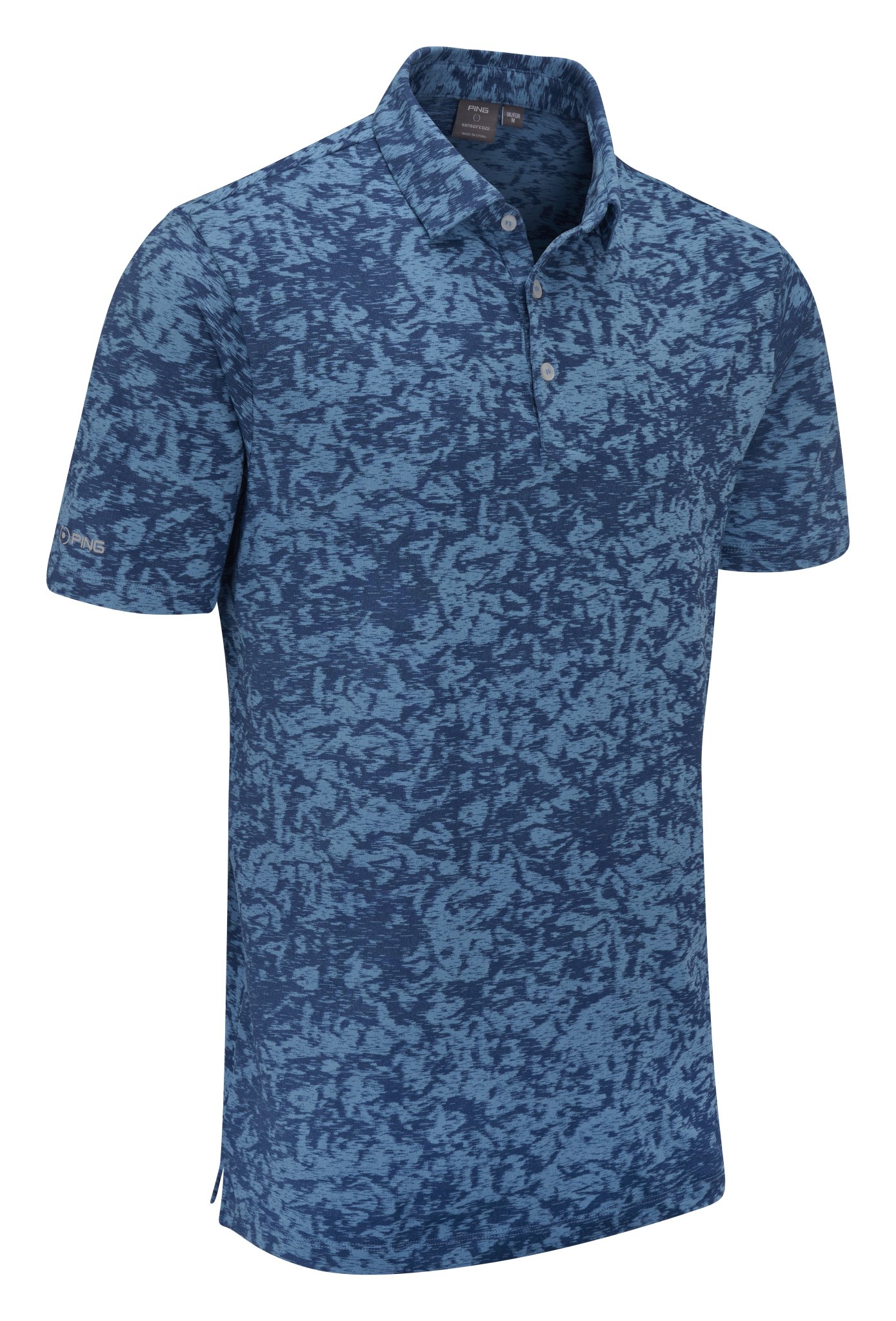 PING Marek Camo Jacquard pánské polo, infinity blue multi