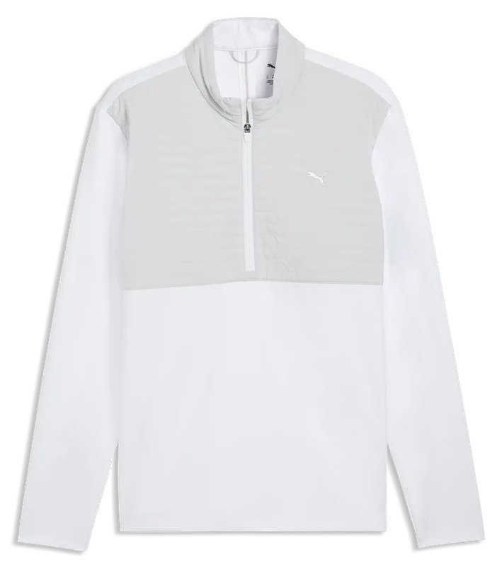 Puma Cloudspun Tech Hybrid 1/2 Zip pánská bunda, white glow/platino grey