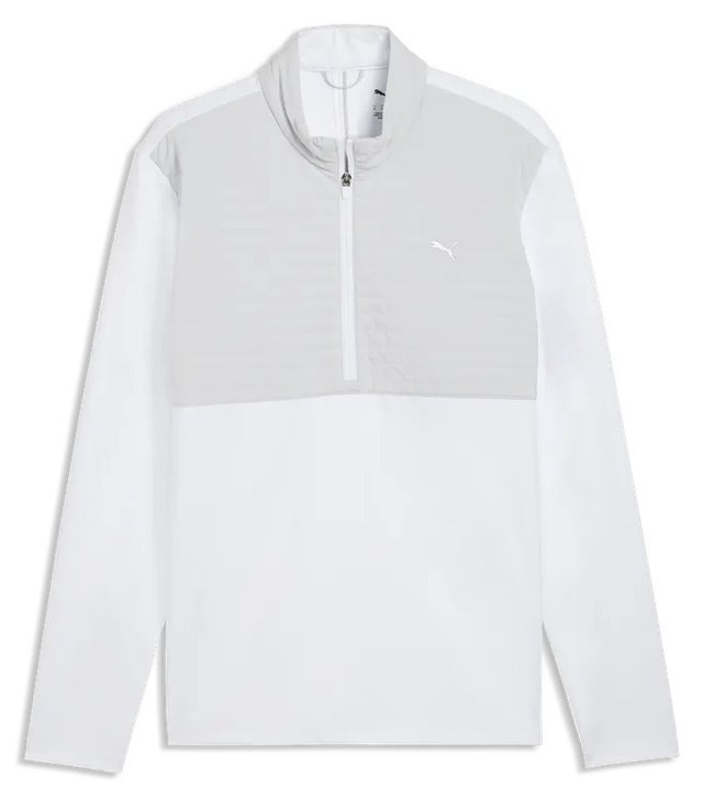 Puma Cloudspun Tech Hybrid 1/2 Zip pánská bunda, white glow/platino grey