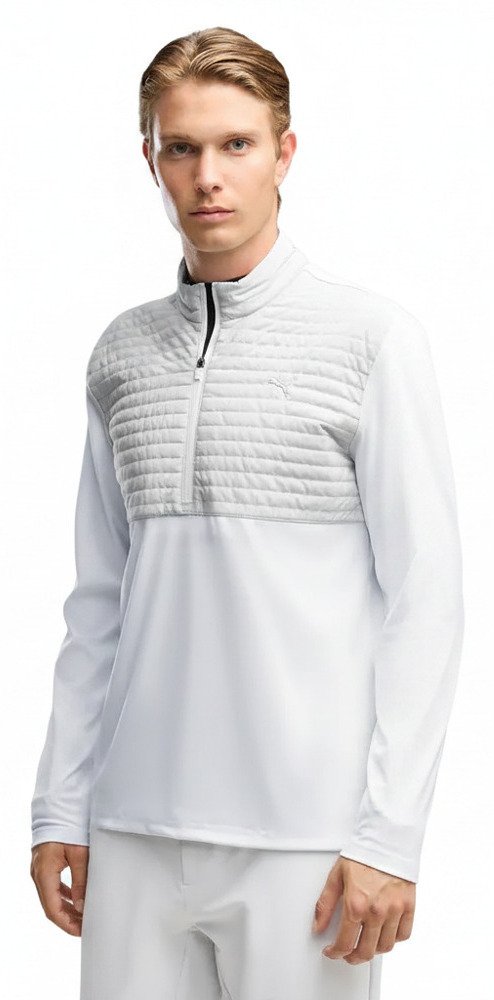 Puma Cloudspun Tech Hybrid 1/2 Zip pánská bunda, white glow/platino grey