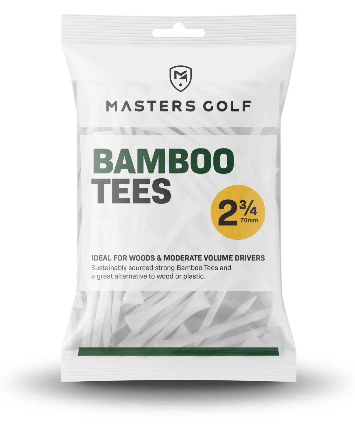 Masters Golf Bamboo Tees 70 mm (2 3/4"), 20 týček, bílé