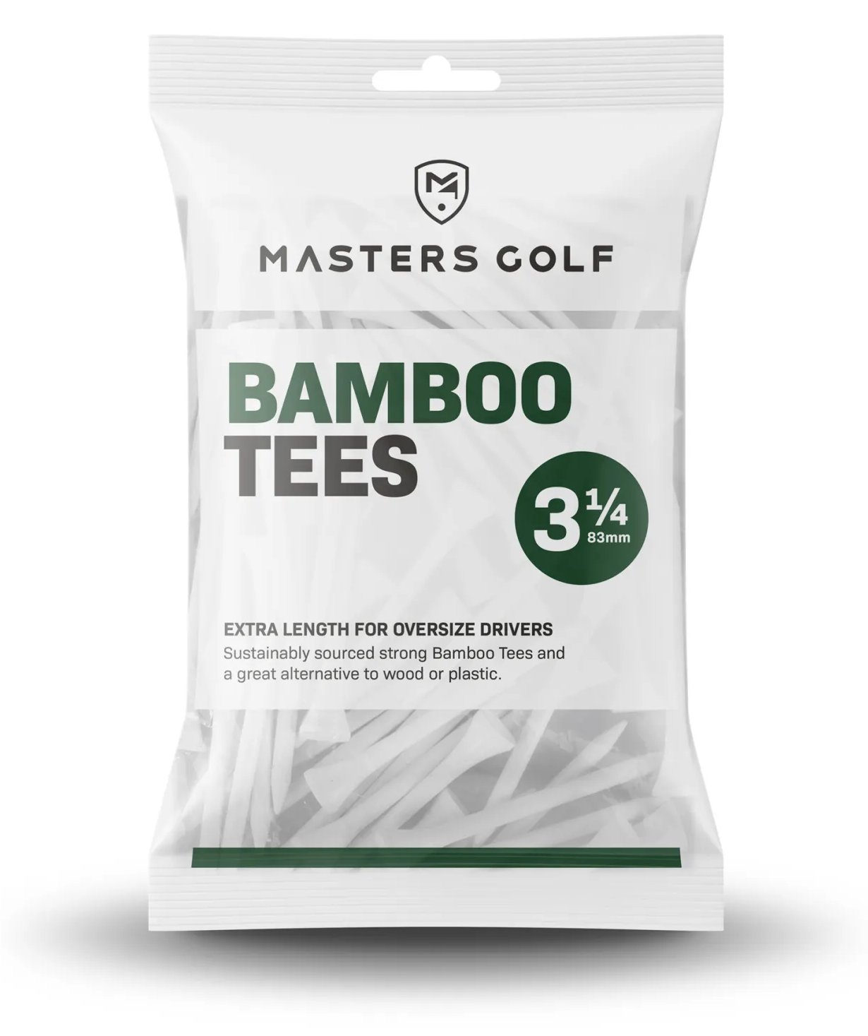 Masters Golf Bamboo Tees 83 mm (3 1/4"), 15 tees, bílé