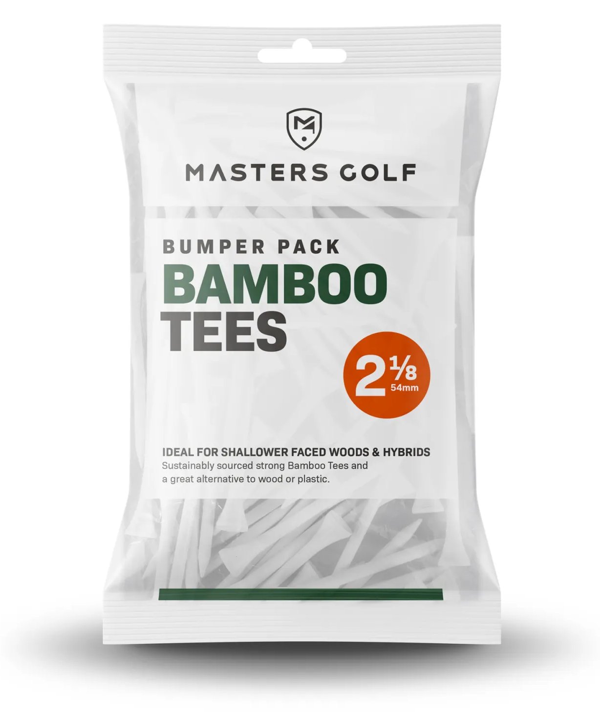 Masters Golf Bamboo Tees 54 mm (2 1/8"), Bumper Bag 130 týček, bílé