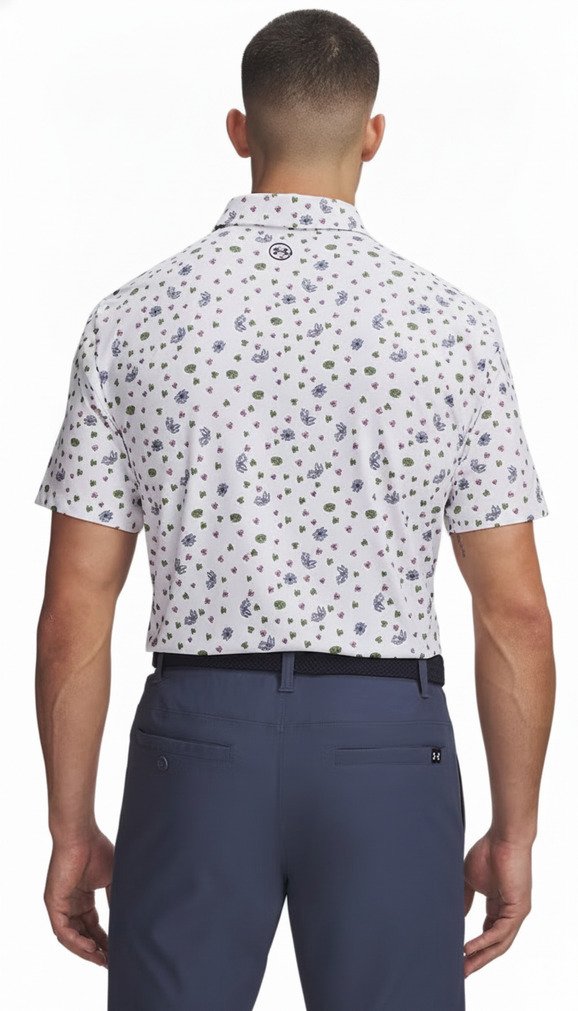 Under Armour ArmourDry Printed pánské polo, white/blue wind/midnight navy