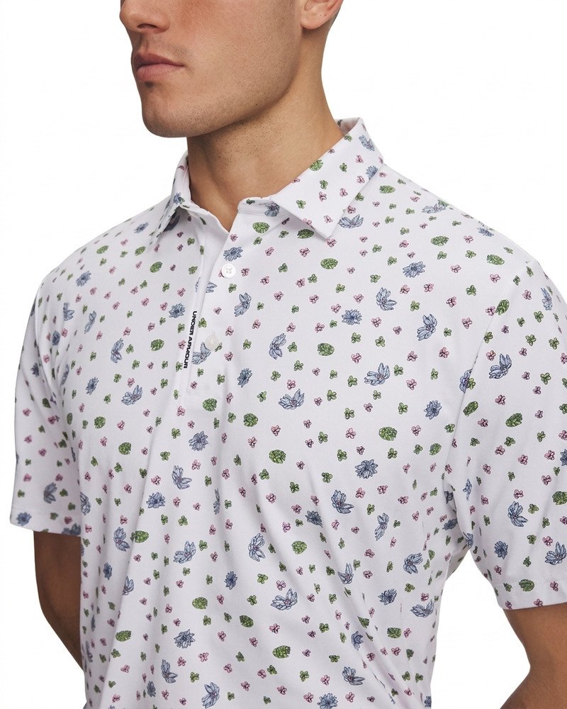 Under Armour ArmourDry Printed pánské polo, white/blue wind/midnight navy