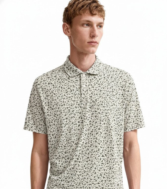 Nike Par Microprint Birds pánské polo, light orewood brown