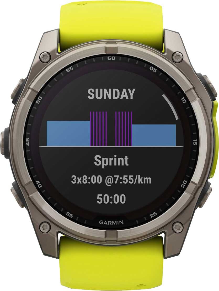 Garmin fenix® 8 – 51 mm, Solar, Sapphire, Titanium with Yellow/Graphite silicone band GPS hodinky