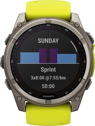 Garmin fenix® 8 – 51 mm, Solar, Sapphire, Titanium with Yellow/Graphite silicone band GPS hodinky