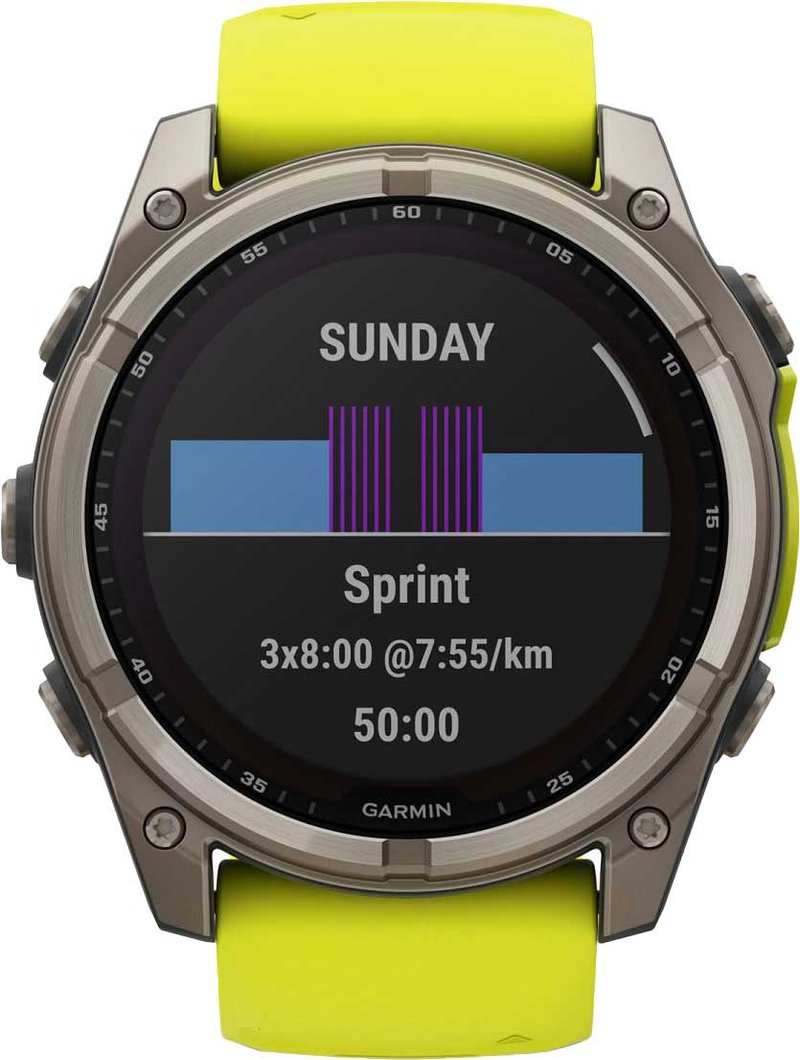 Garmin fenix® 8 – 51 mm, Solar, Sapphire, Titanium with Yellow/Graphite silicone band GPS hodinky